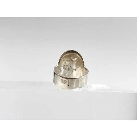 RARE Taxco Mexico Monkey Abalone Inlaid 925 Sterling Silver Vintage Ring - sz 8 - Picture 6 of 14